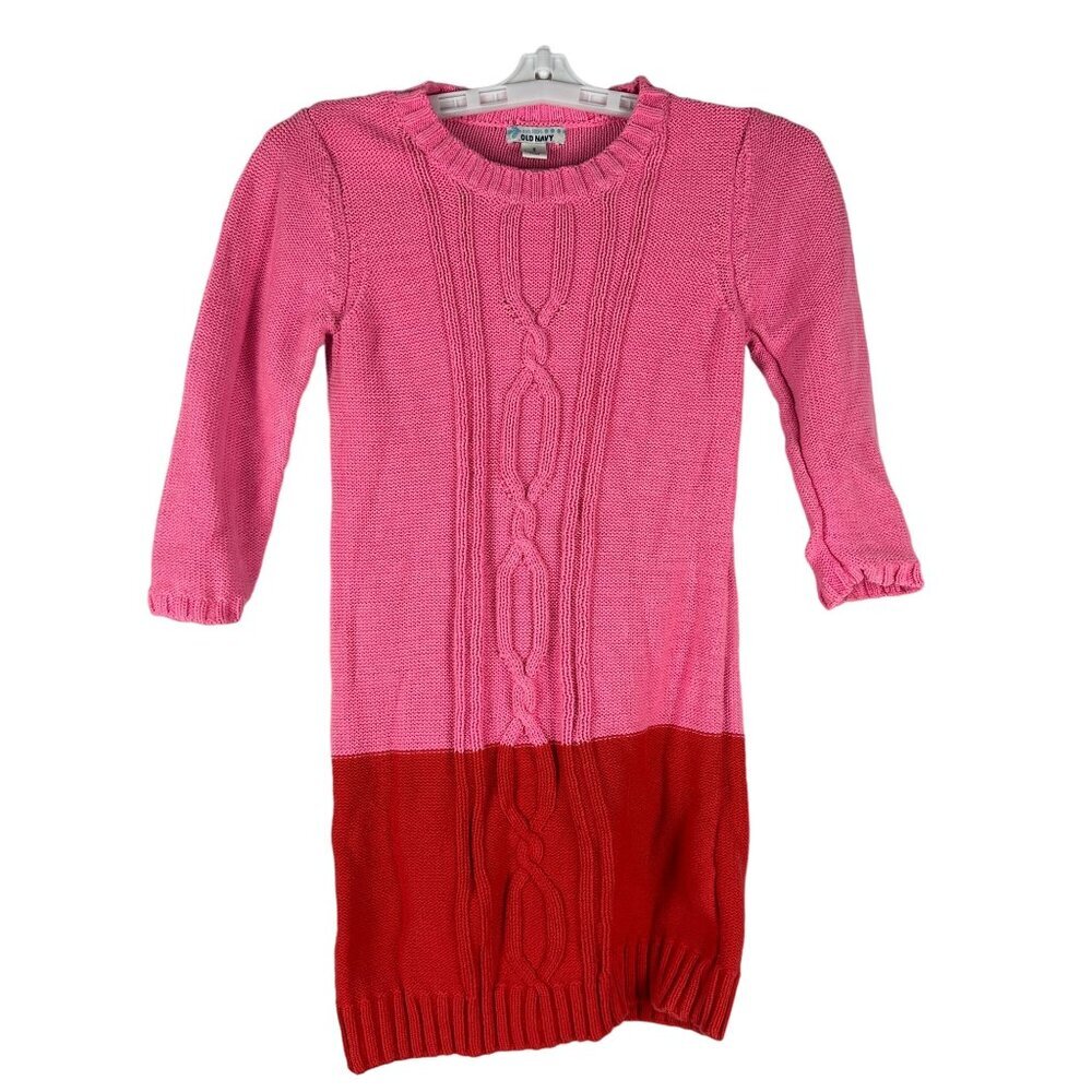 Old Navy Colorblock Pink & Red Knit Sweater Dress Size M